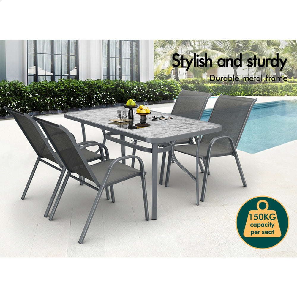 ALFORDSON 5PCS Outdoor Dining Table and Chairs Set Grey