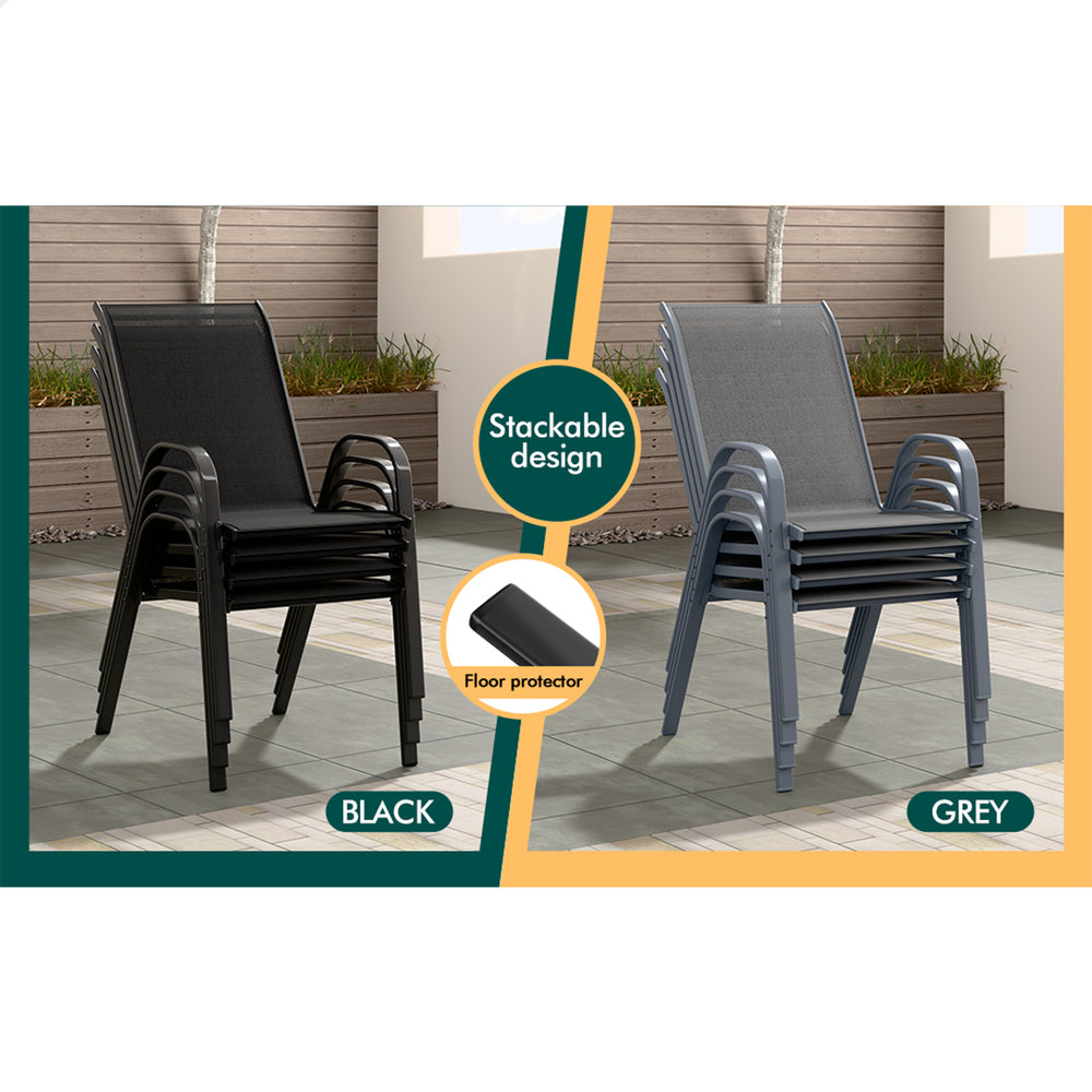 ALFORDSON 5PCS Outdoor Furniture Table and Chairs Set Round Black