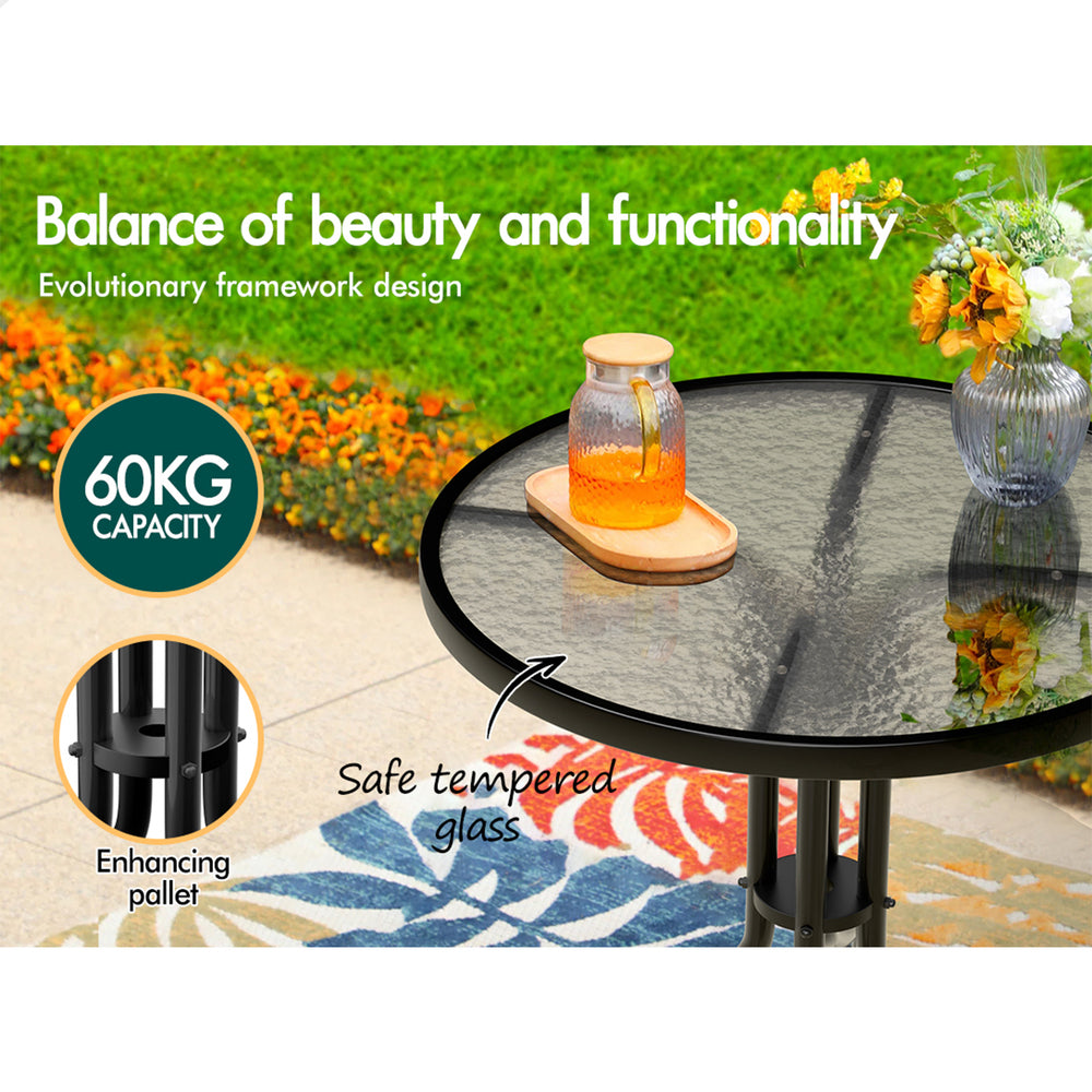 ALFORDSON 5PCS Outdoor Furniture Table and Chairs Set Round Black