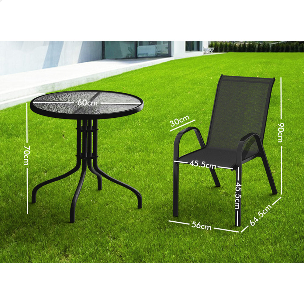 ALFORDSON 5PCS Outdoor Furniture Table and Chairs Set Round Black
