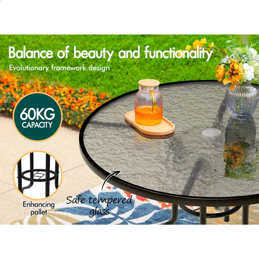 ALFORDSON 5PCS Outdoor Dining Set Round Table and Chairs Black