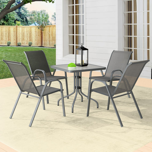 ALFORDSON 5PCS Outdoor Furniture Patio Table and Chairs Set Garden Square Grey
