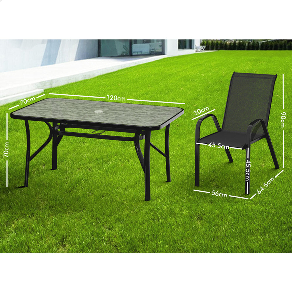 ALFORDSON 7PCS Outdoor Dining Set Garden Table and Chairs Patio Furniture Black