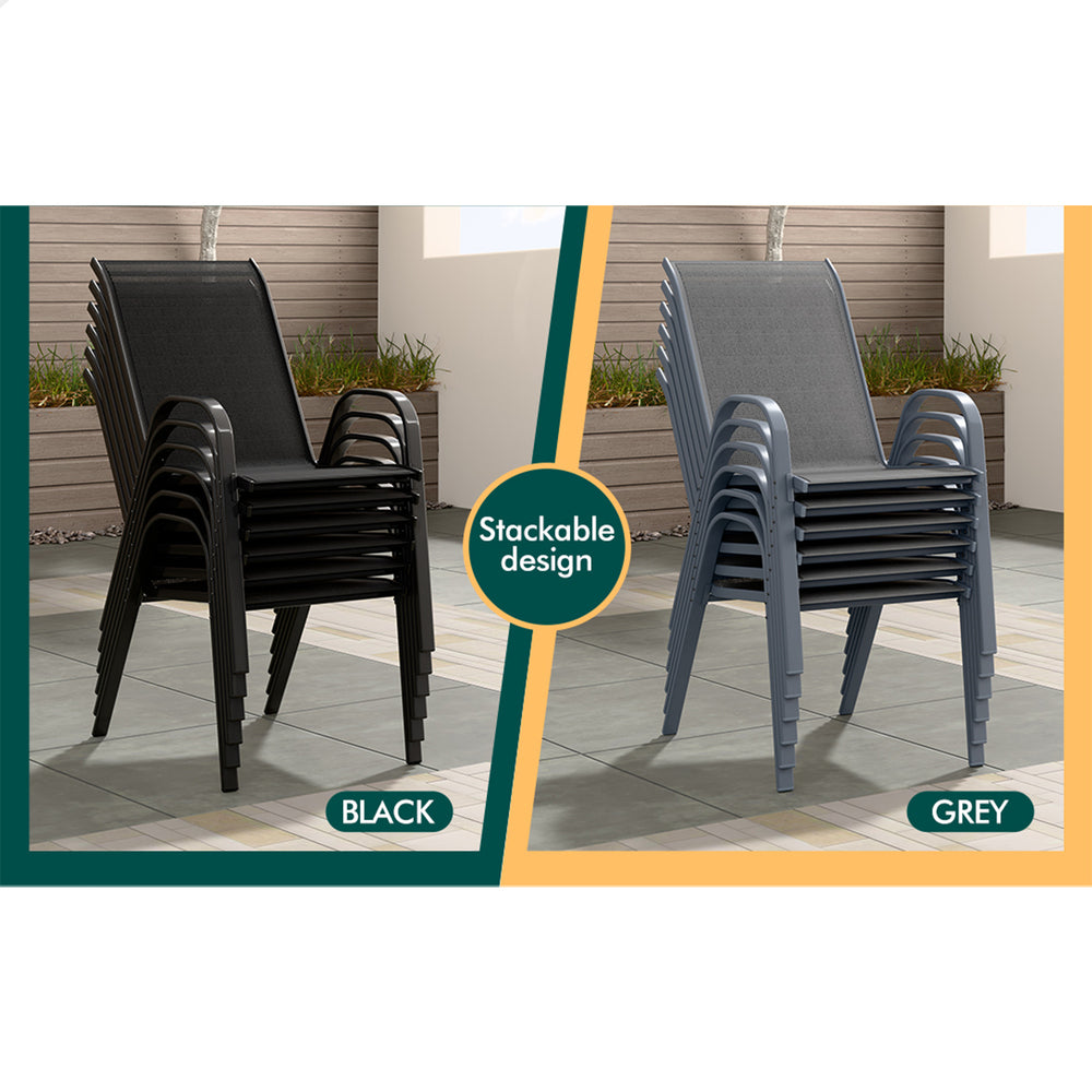 ALFORDSON 7PCS Outdoor Dining Set Garden Table and Chairs Patio Furniture Black