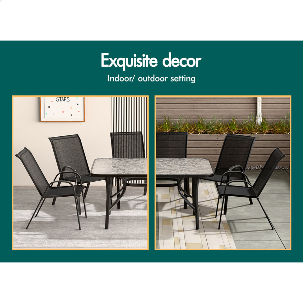 ALFORDSON 7PCS Outdoor Dining Set Garden Table and Chairs Patio Furniture Black