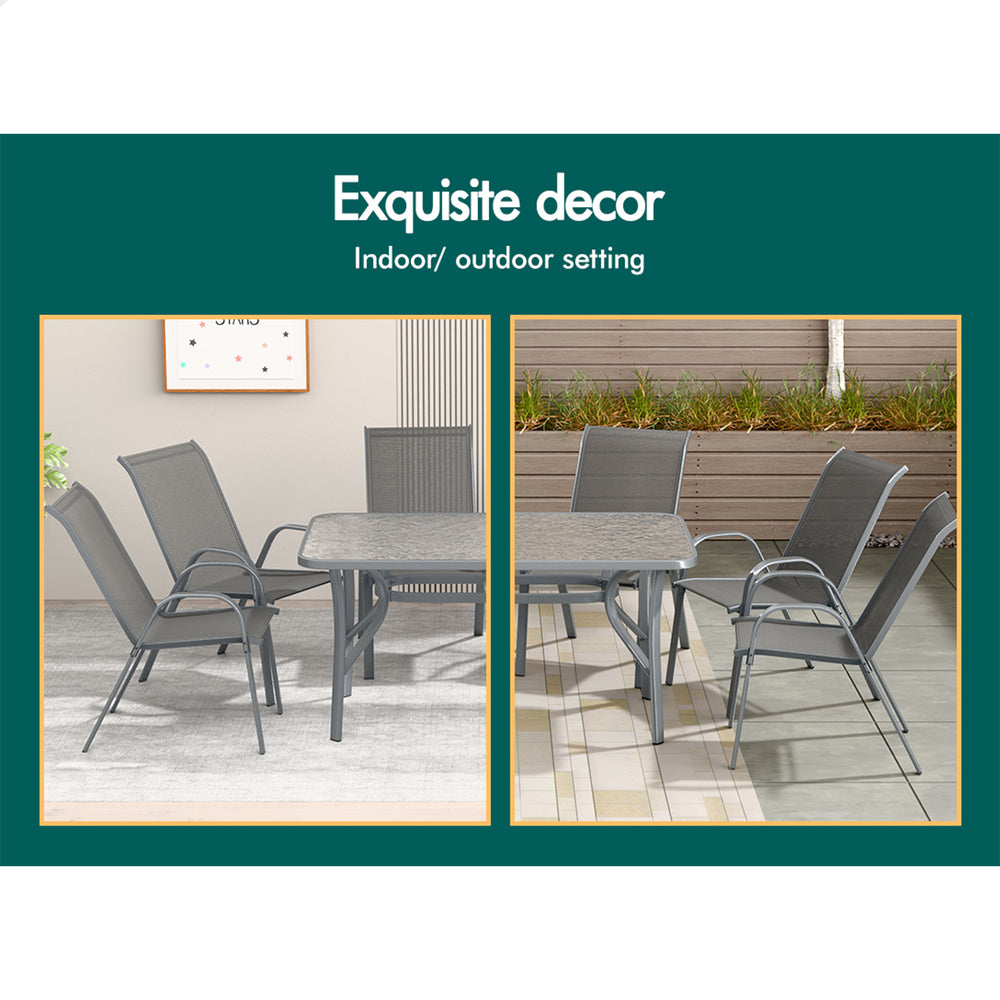 ALFORDSON 7PCS Outdoor Dining Set Garden Table and Chairs Patio Furniture Grey