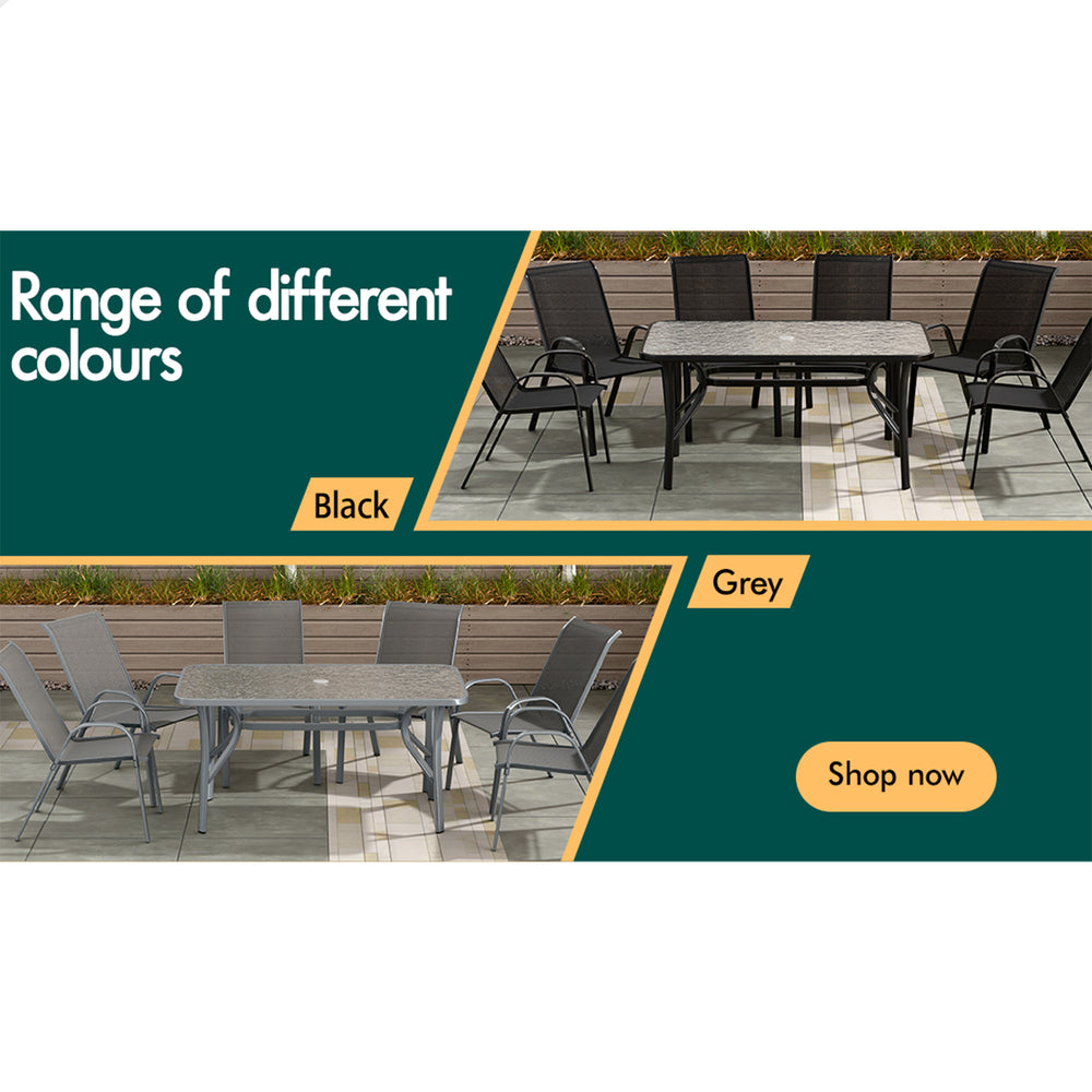 ALFORDSON 7PCS Outdoor Dining Set Garden Table and Chairs Patio Furniture Grey