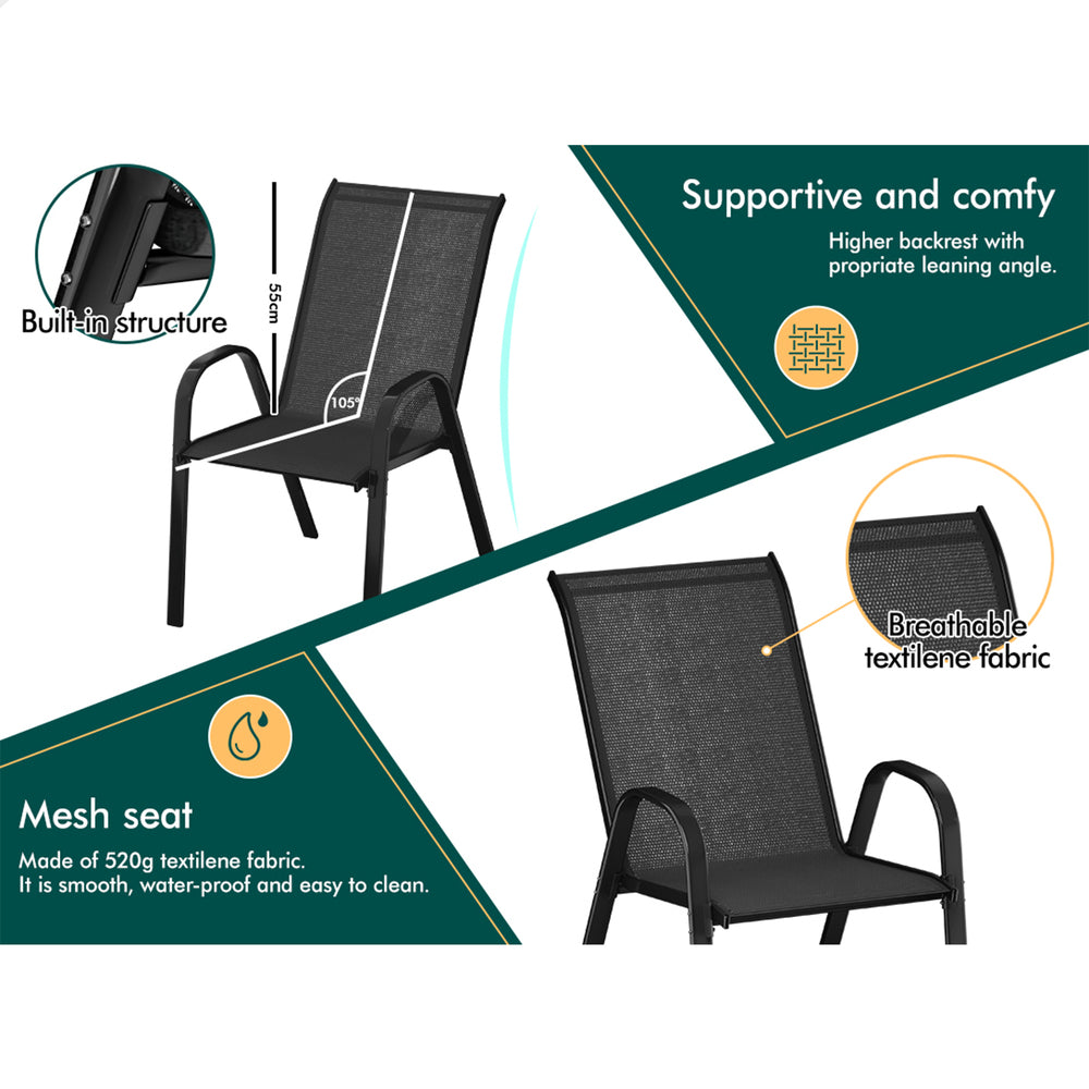 ALFORDSON 7PCS Outdoor Dining Set Patio Table and Chairs Garden Furniture Black