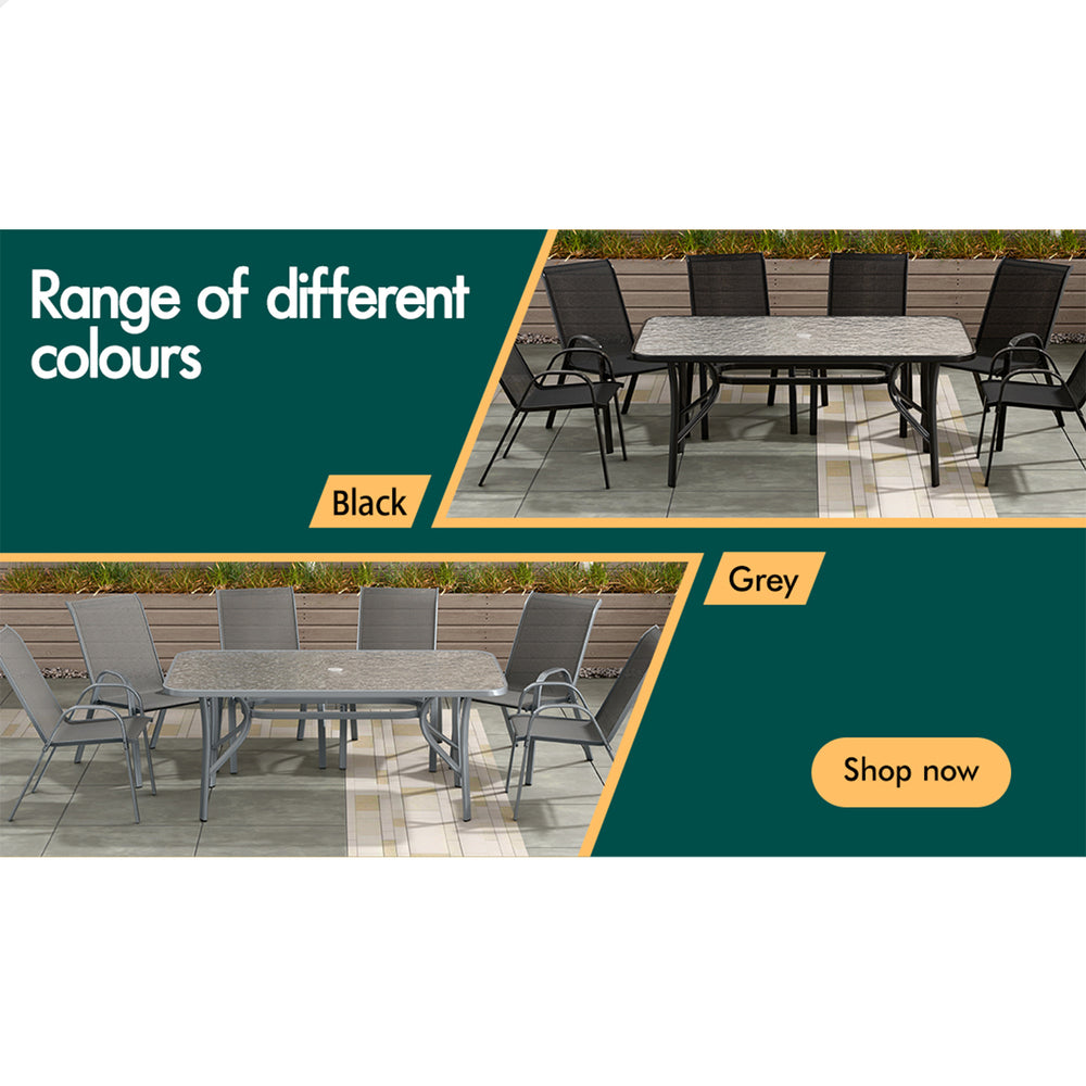 ALFORDSON 7PCS Outdoor Dining Set Patio Table and Chairs Garden Furniture Black