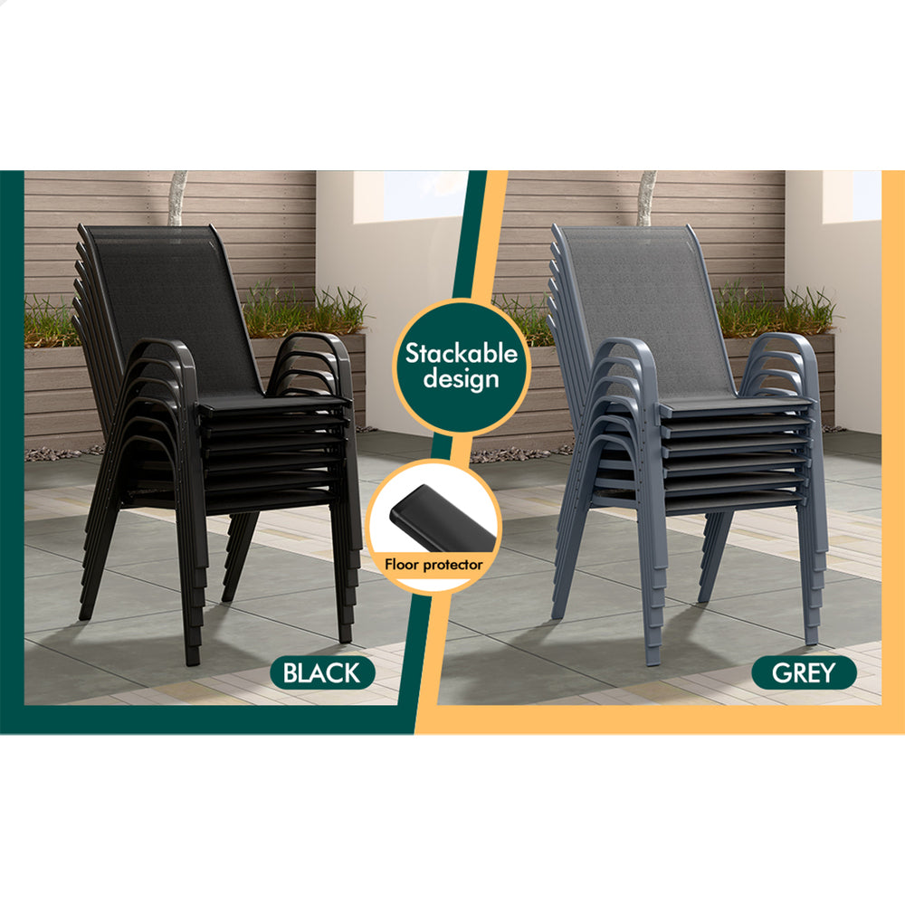 ALFORDSON 7PCS Outdoor Dining Set Patio Table and Chairs Garden Furniture Black