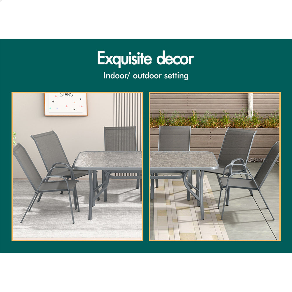 ALFORDSON 7PCS Outdoor Dining Set Patio Table and Chairs Garden Furniture Grey
