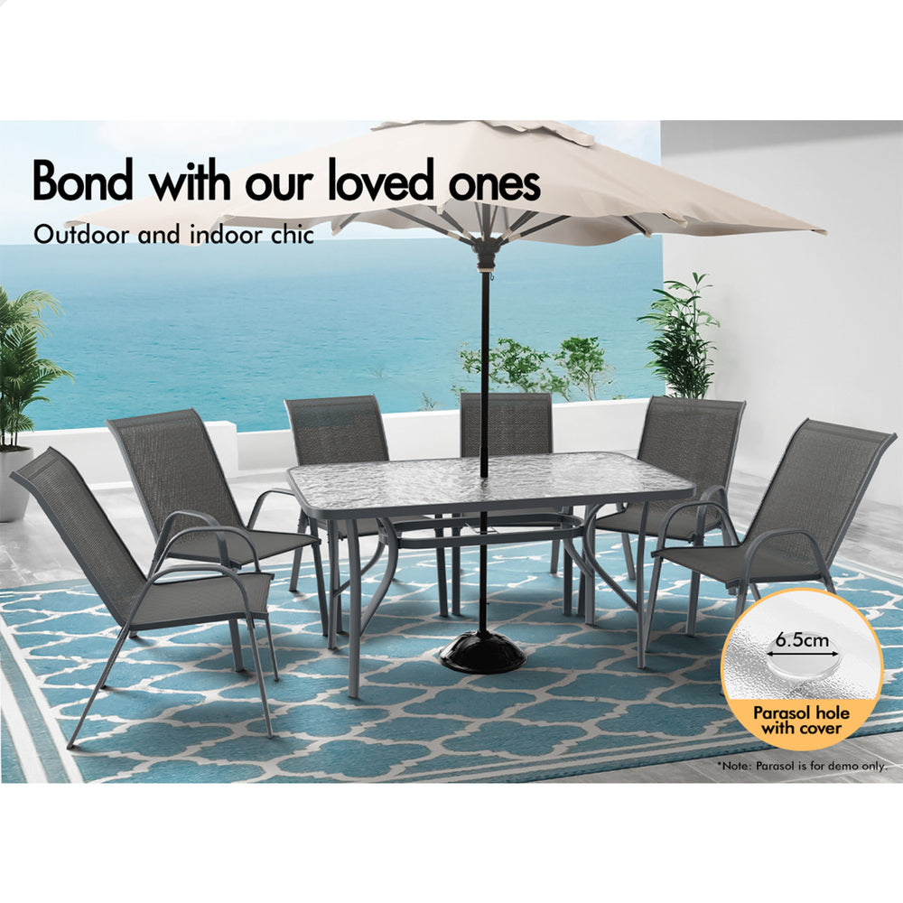 ALFORDSON 7PCS Outdoor Dining Set Patio Table and Chairs Garden Furniture Grey