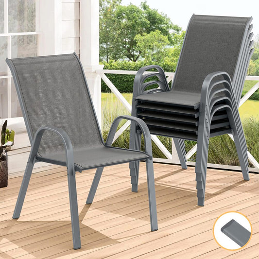 ALFORDSON 6x Outdoor Lounge Chairs Patio Dining Furniture Garden Stackable Grey