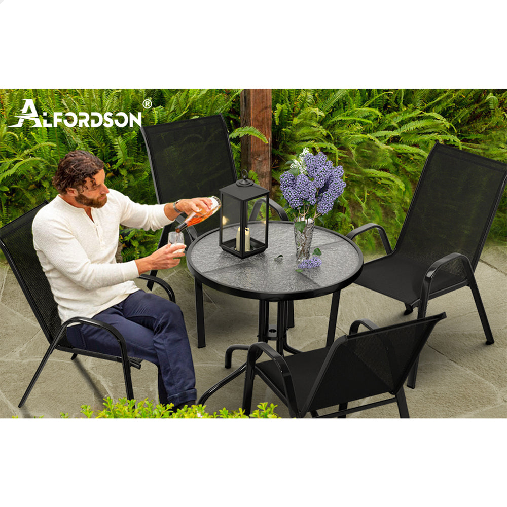 ALFORDSON Patio Coffee Side Table 60CM Black
