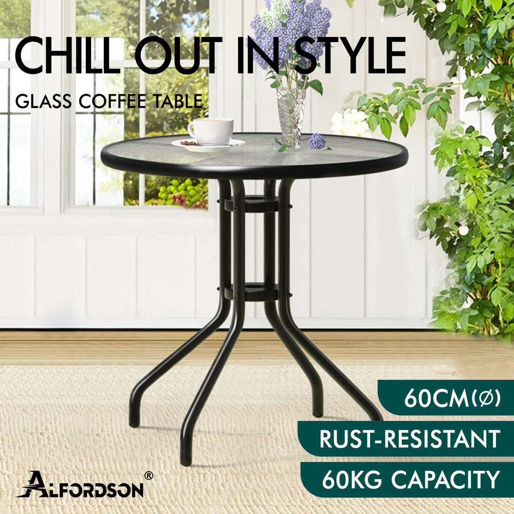 ALFORDSON Patio Coffee Side Table 60CM Black