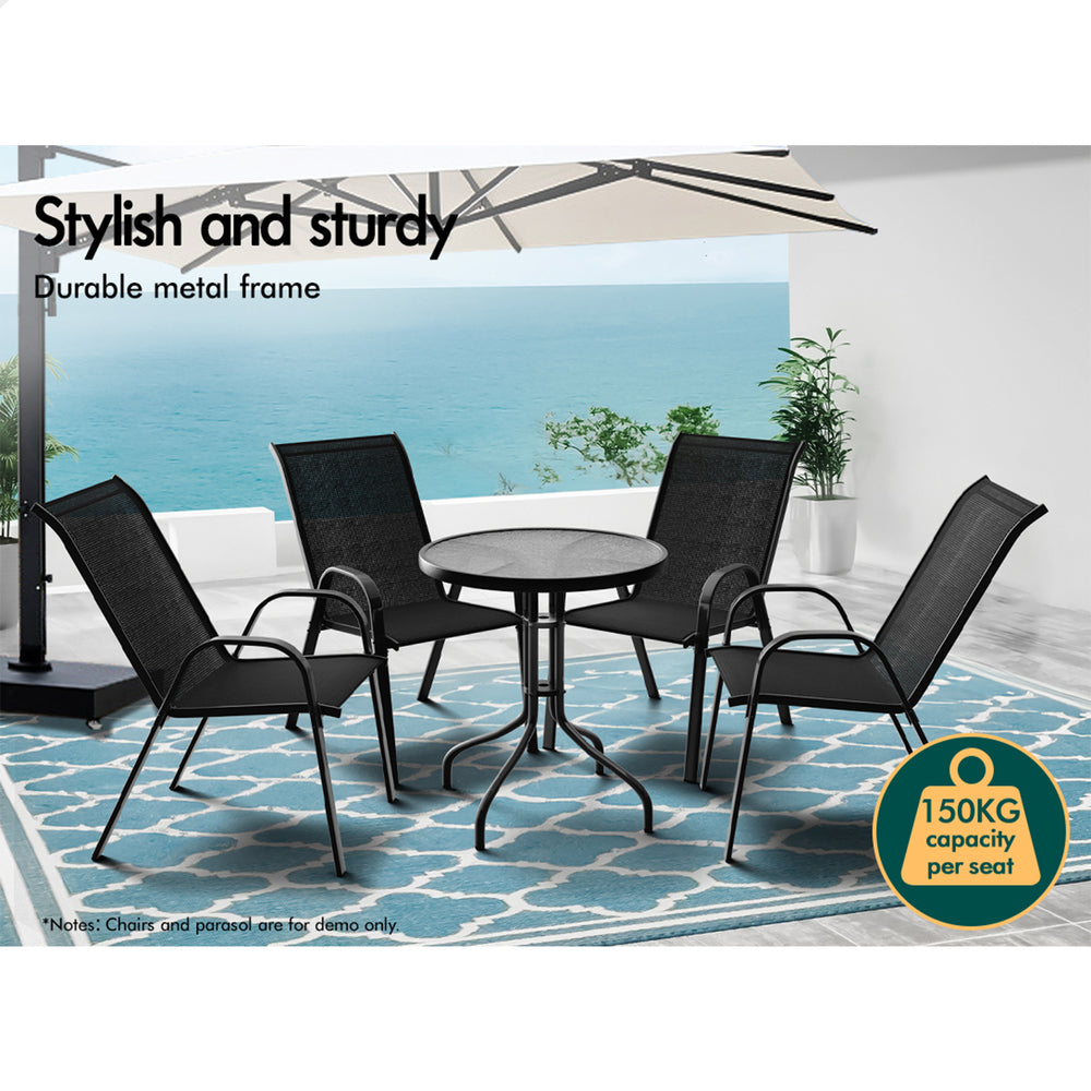 ALFORDSON Patio Coffee Side Table 60CM Black