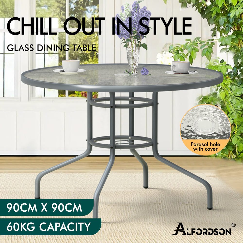 ALFORDSON Patio Dining Table Round 90CM Grey