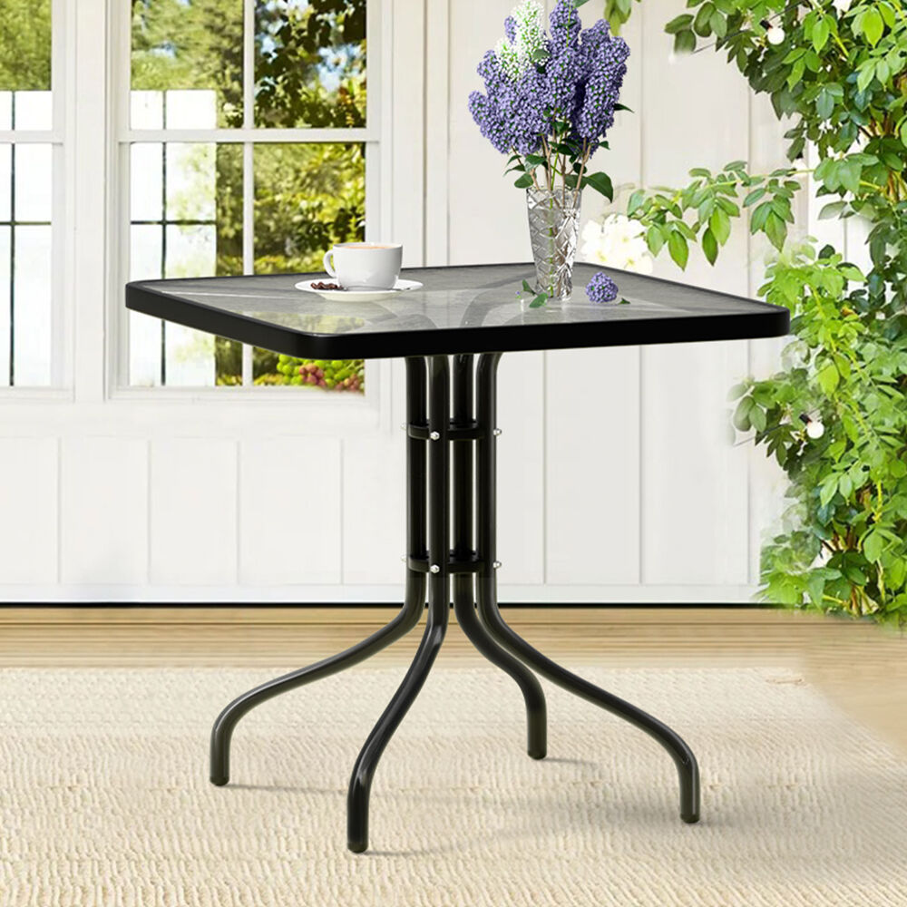 ALFORDSON Outdoor Furniture Patio Coffee Side Table Garden 60CM Square Black
