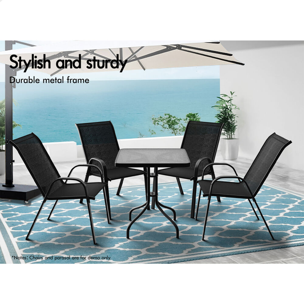 ALFORDSON Outdoor Furniture Patio Coffee Side Table Garden 60CM Square Black