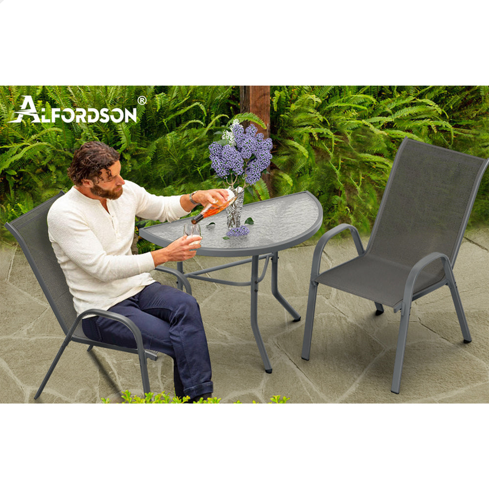 ALFORDSON Patio Side Coffee Table Garden Metal Grey