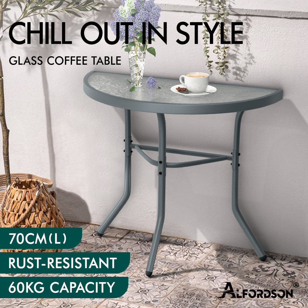 ALFORDSON Patio Side Coffee Table Garden Metal Grey