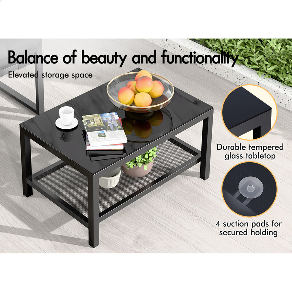ALFORDSON 2PCS Outdoor Lounge Sofa Set Wicker Furniture Table and Chairs Garden Grey