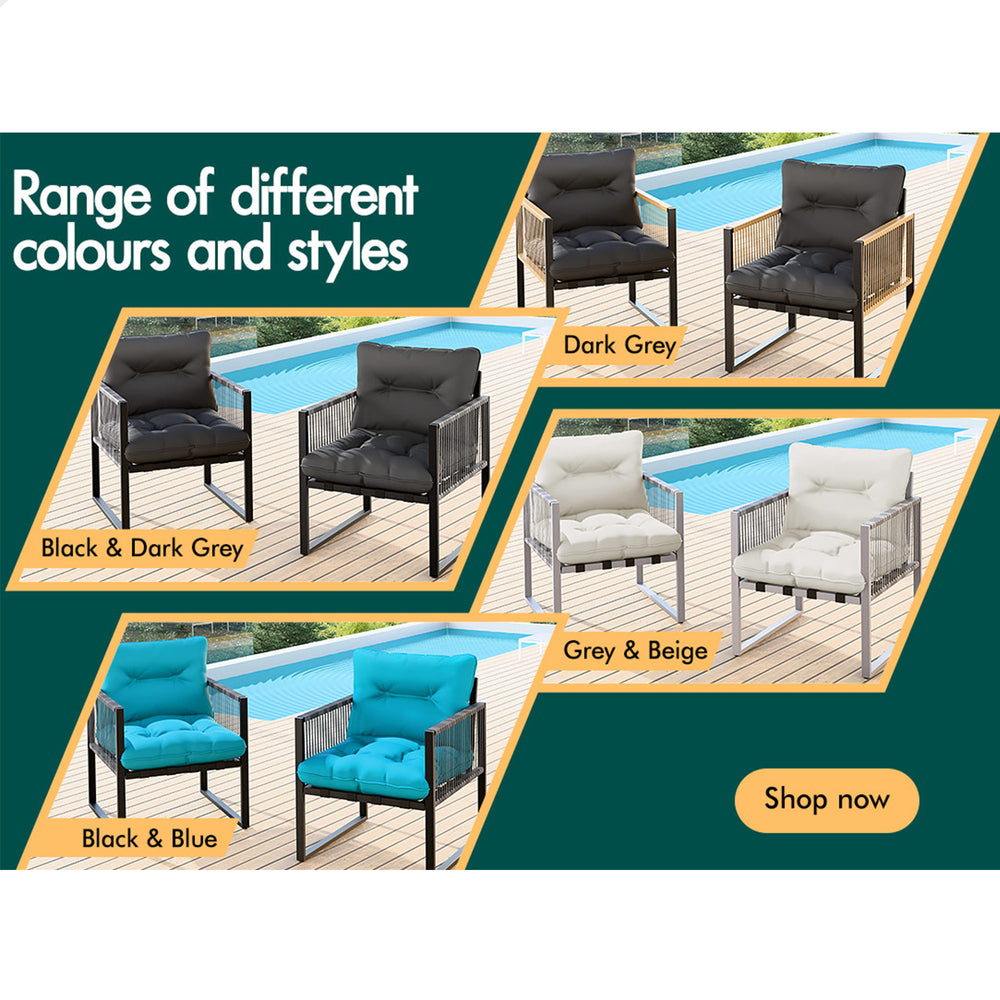ALFORDSON Outdoor Furniture 2x Lounge Chairs Patio Garden Armchair Rattan Chair Blue
