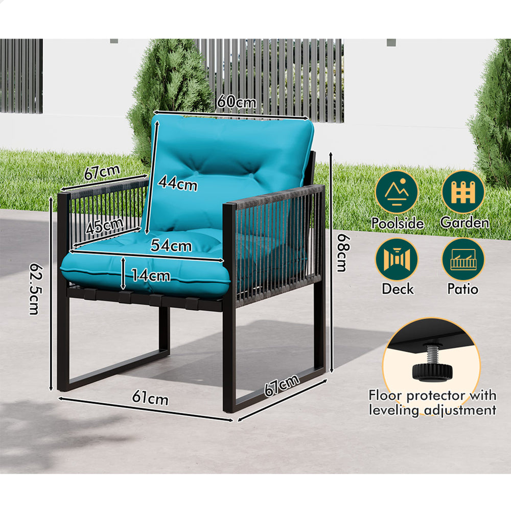 ALFORDSON Outdoor Furniture 2x Lounge Chairs Patio Garden Armchair Rattan Chair Blue