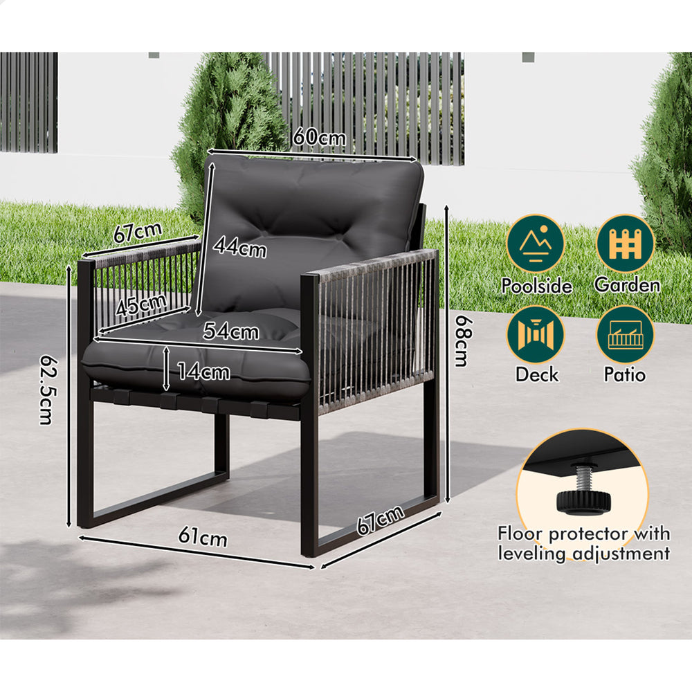 ALFORDSON Outdoor Furniture 2x Lounge Chairs Patio Garden Armchair Rattan Chair Black Grey