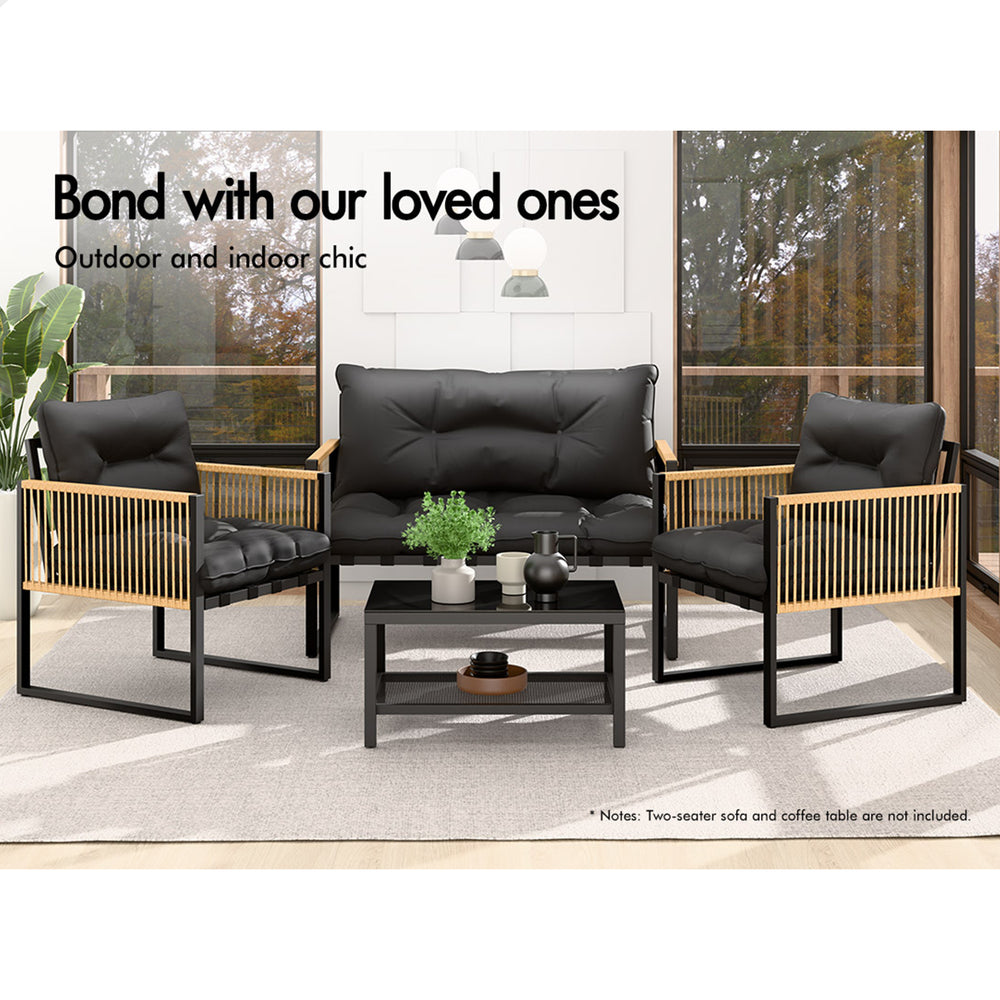 ALFORDSON Outdoor Furniture 2x Lounge Chairs Patio Garden Armchair Rattan Chair Grey