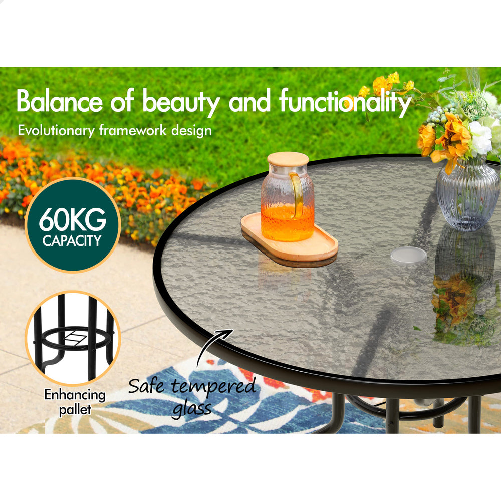 ALFORDSON Outdoor Lounge Set Table and Chairs Patio Furniture Glass Armchair