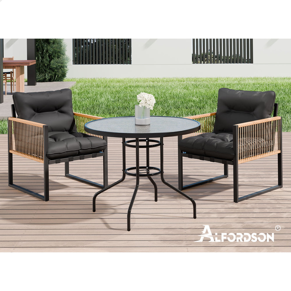 ALFORDSON Outdoor Furniture Dining Table Lounge Chairs Set Glass Wicker Loveseat