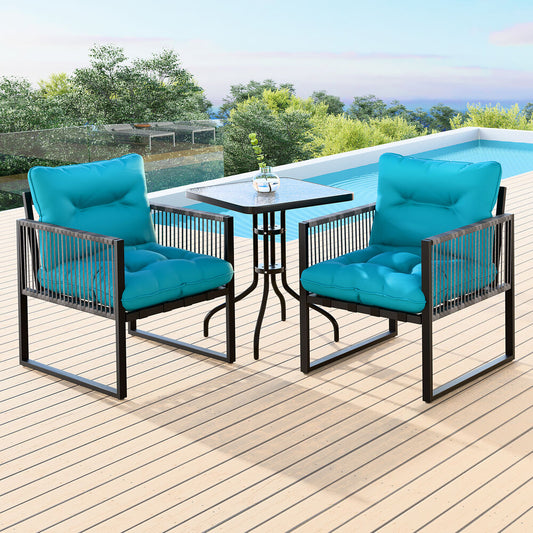 ALFORDSON Outdoor Patio Furniture Set Side Table Lounge Chairs Glass Square