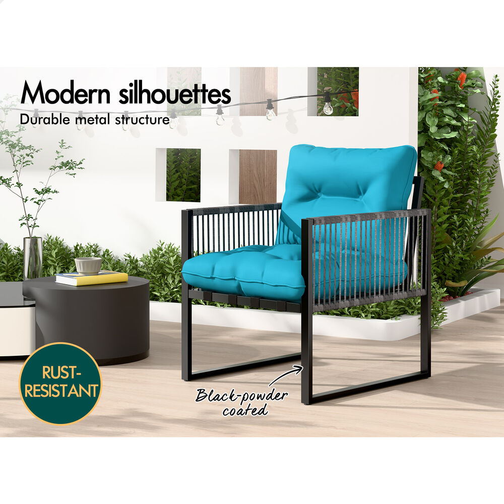 ALFORDSON Outdoor Patio Furniture Set Side Table Lounge Chairs Glass Square