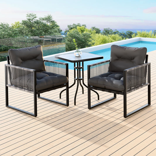 ALFORDSON Outdoor Furniture Patio Set Glass Side Table Lounge Chairs Square