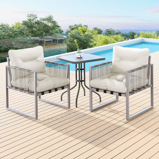 ALFORDSON Outdoor Patio Furniture Side Table Lounge Chairs Rattan Chair Beige
