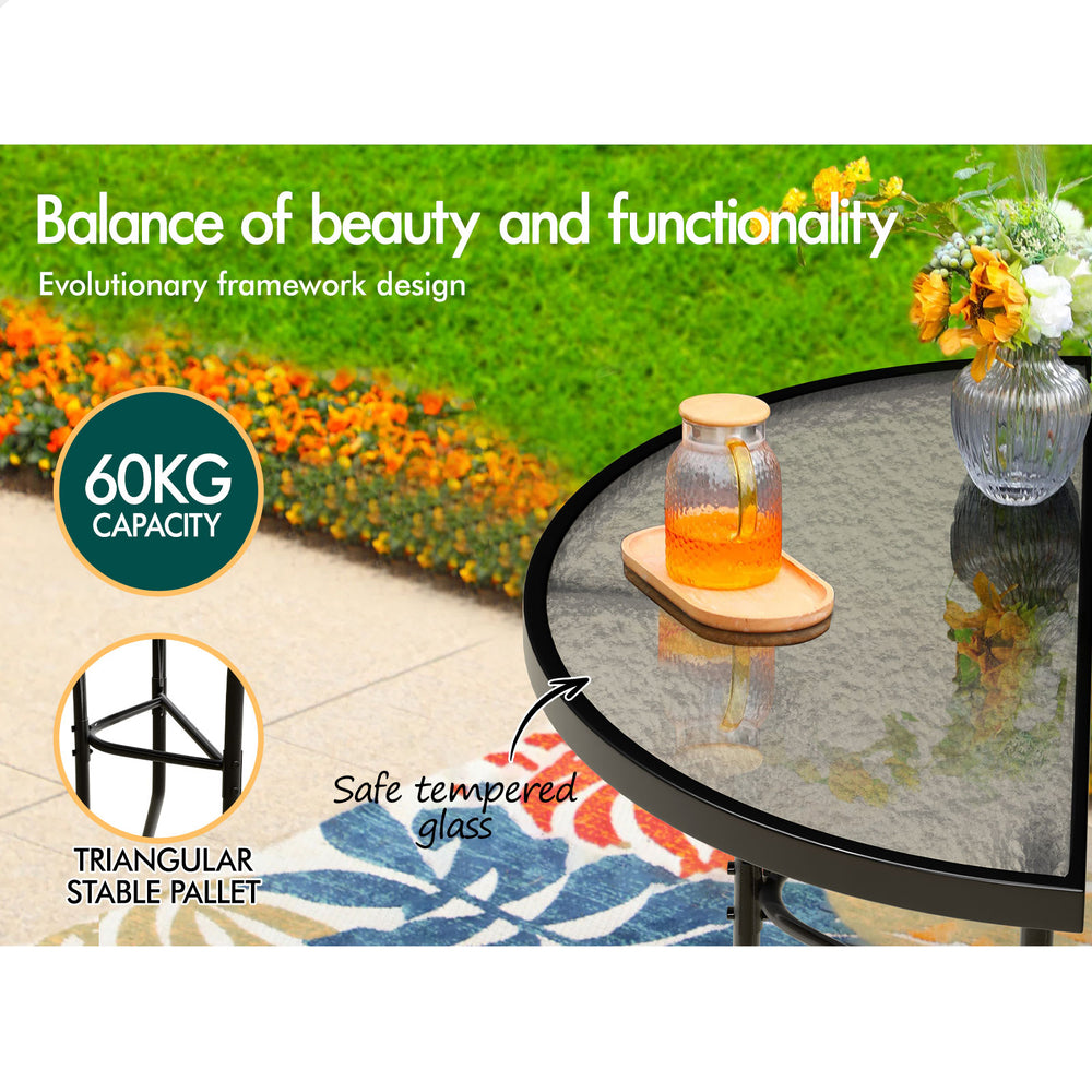 ALFORDSON Outdoor Lounge Set Patio Furniture Table and Chairs Glass Armchair