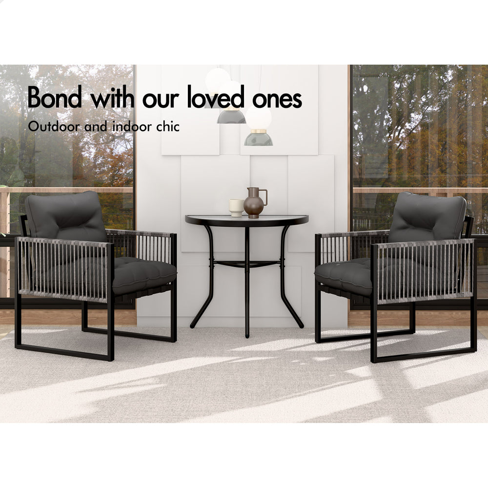 ALFORDSON 3PCS Outdoor Furniture Setting Patio Garden Table Chair Set Wicker