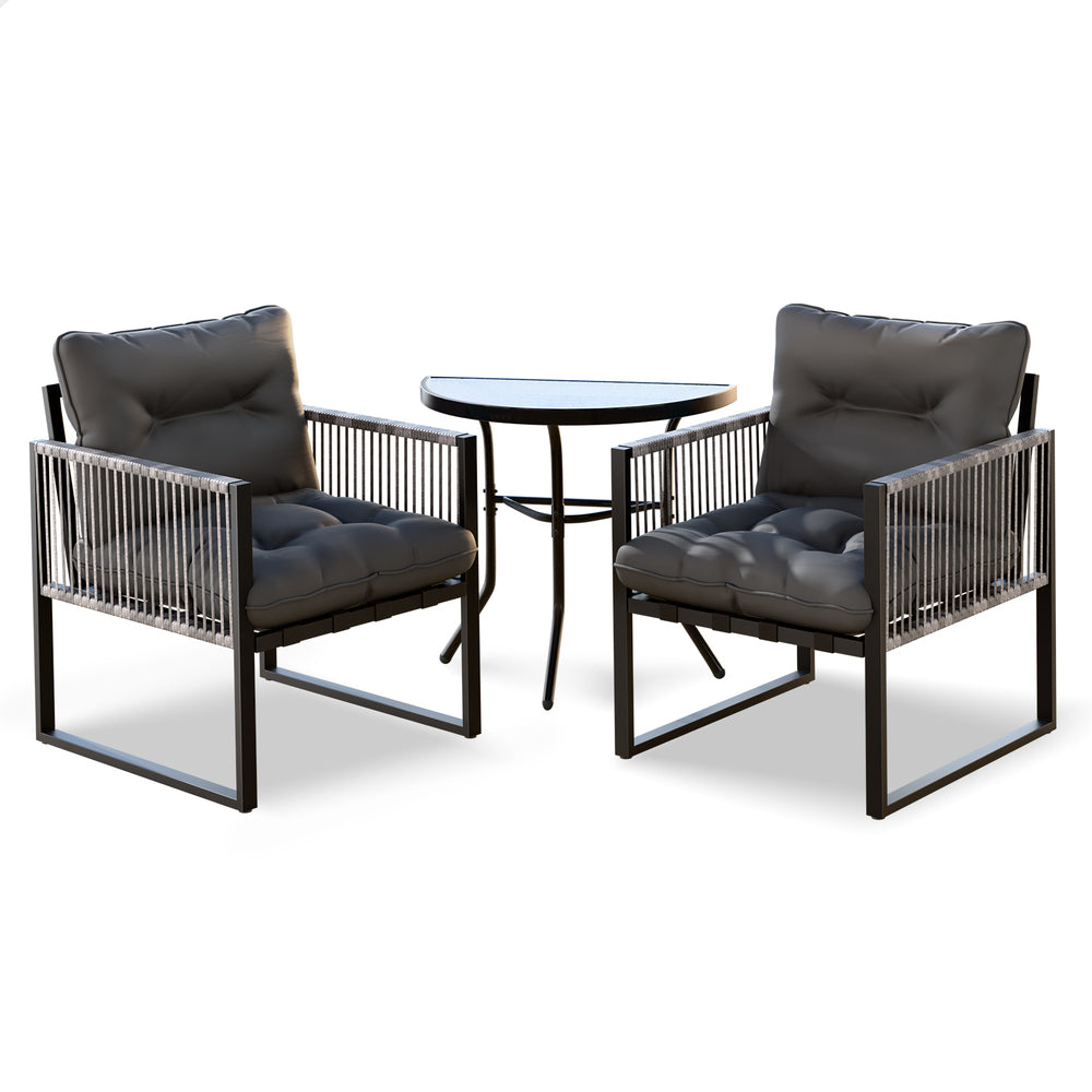 ALFORDSON 3PCS Outdoor Furniture Setting Patio Garden Table Chair Set Wicker