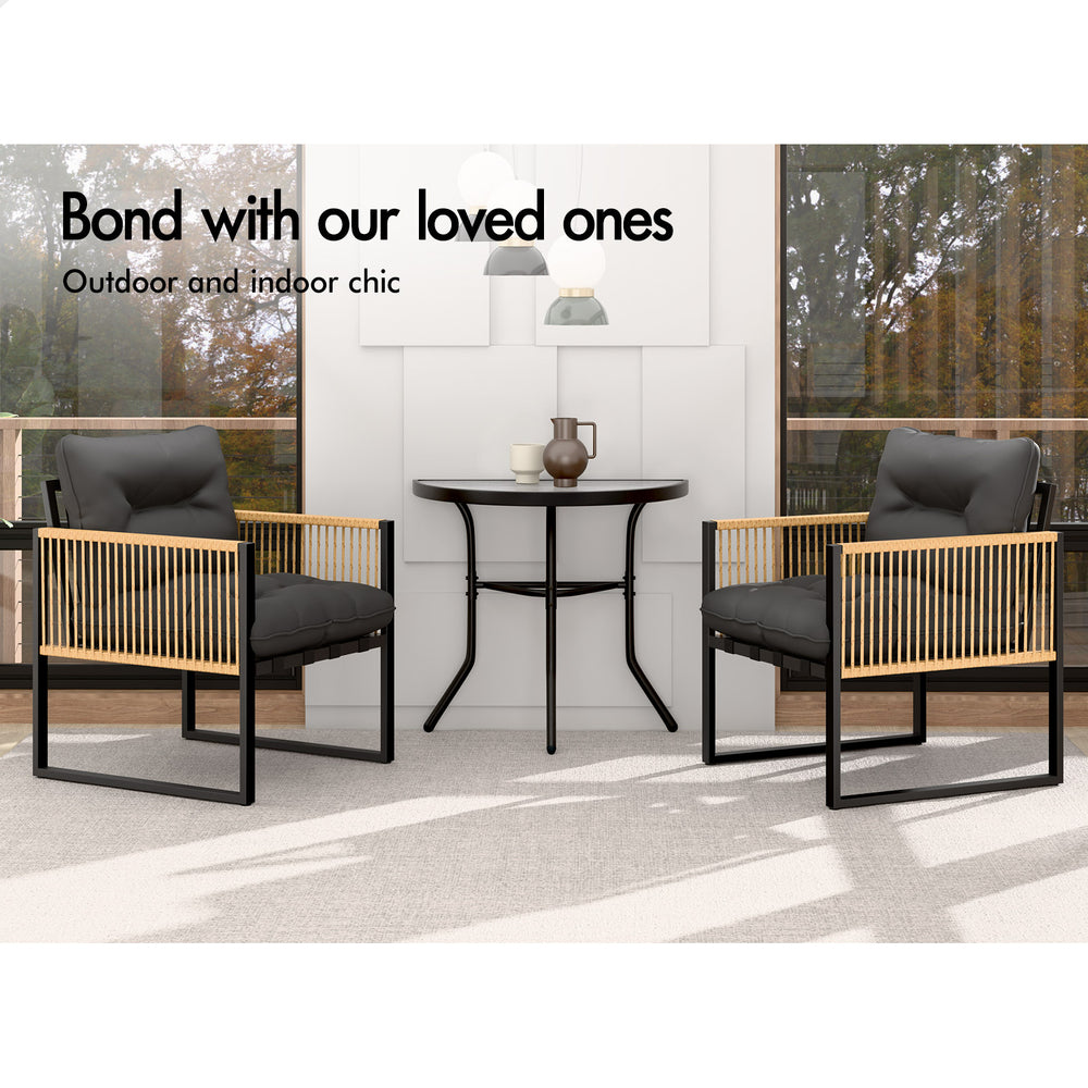 ALFORDSON Outdoor Dining Patio Furniture Bistro Set Table and Chairs Semicircle
