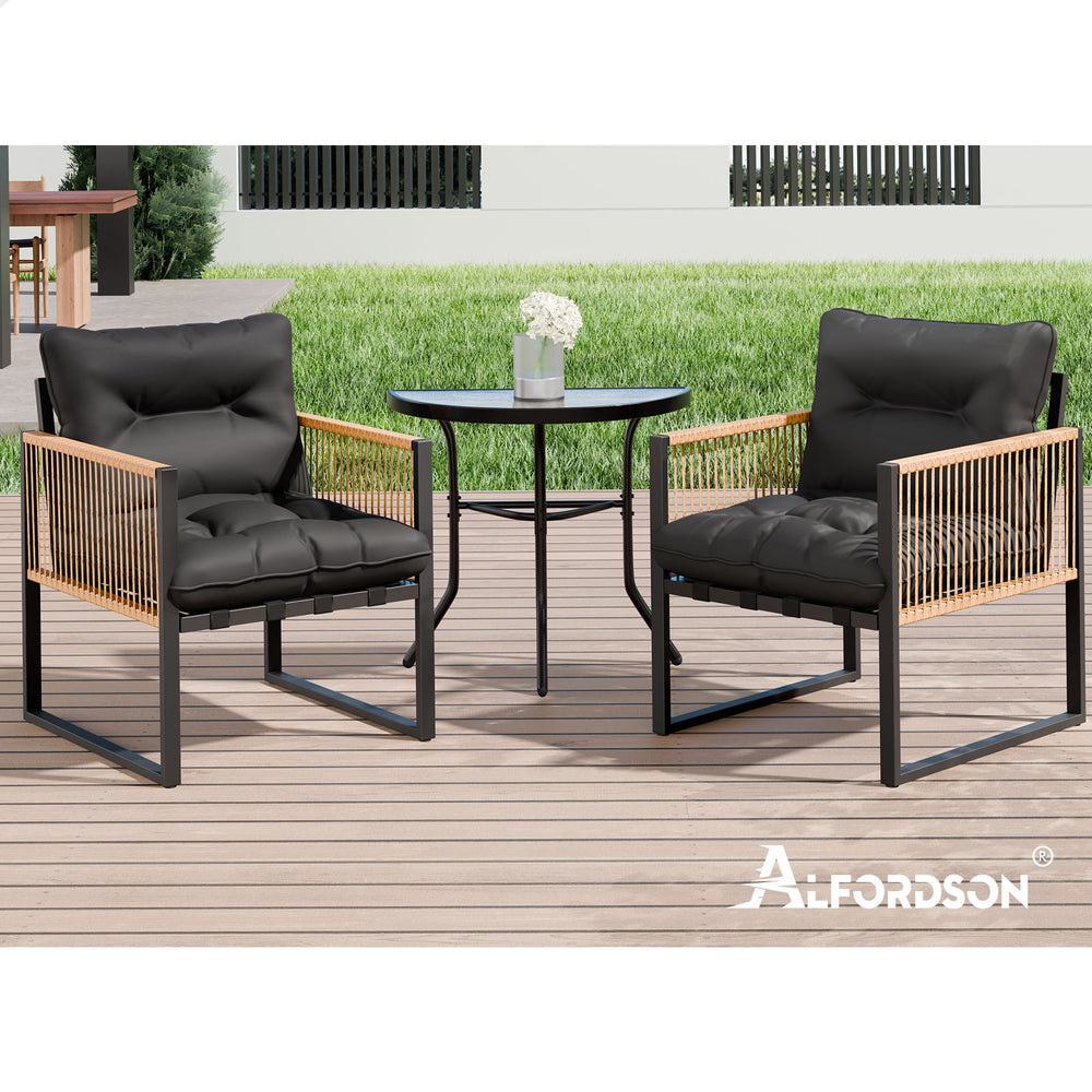 ALFORDSON Outdoor Dining Patio Furniture Bistro Set Table and Chairs Semicircle