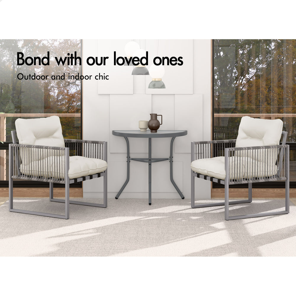 ALFORDSON Outdoor Patio Furniture 2x Lounge Chairs Side Table Garden Armchair