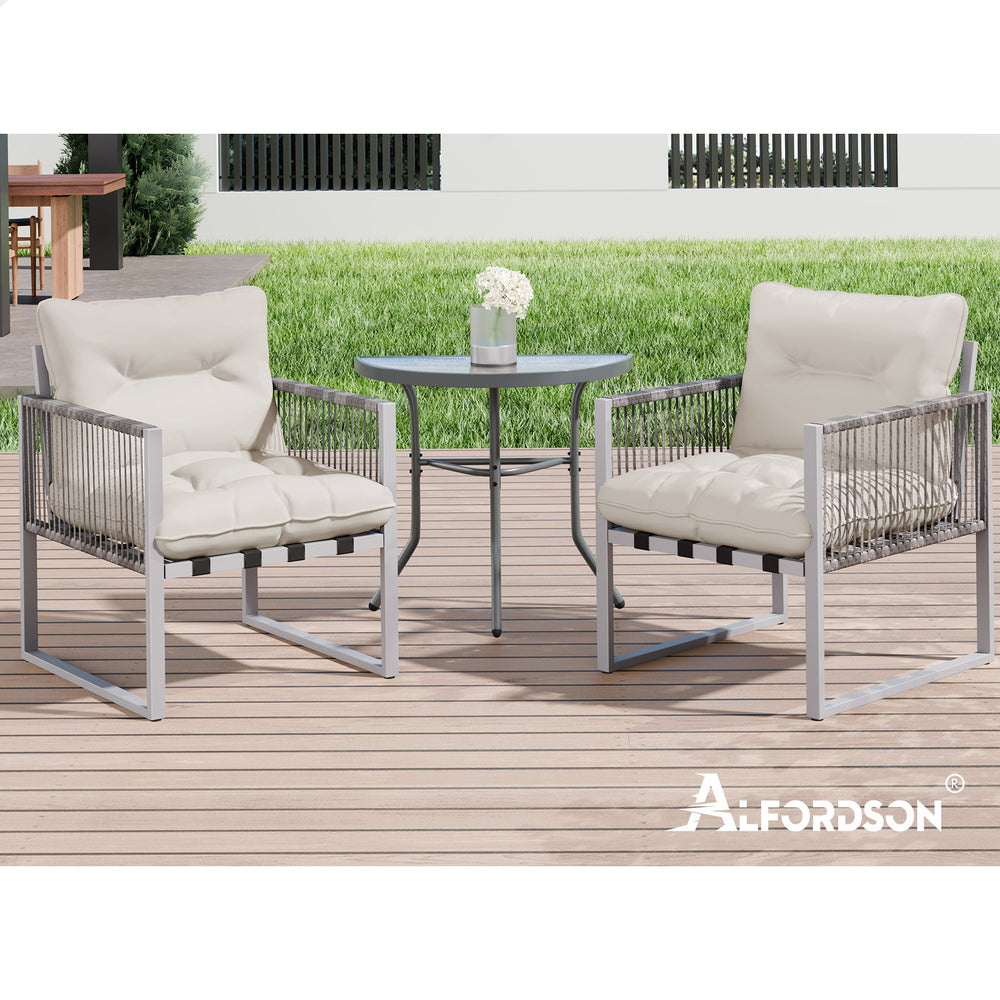 ALFORDSON Outdoor Patio Furniture 2x Lounge Chairs Side Table Garden Armchair
