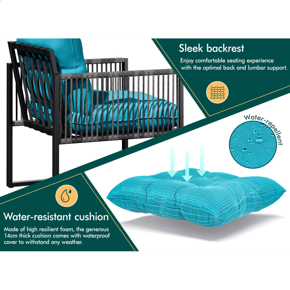 ALFORDSON Outdoor Dining Set Glass Table Lounge Chairs Patio Furniture Wicker
