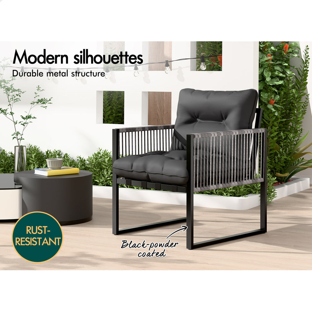 ALFORDSON Outdoor Dining Table Lounge Chairs Set Glass Patio Furniture Wicker