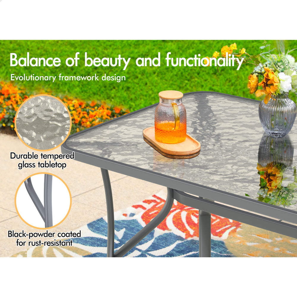 ALFORDSON Outdoor Furniture Dining Set Patio Glass Table Lounge Chairs Garden