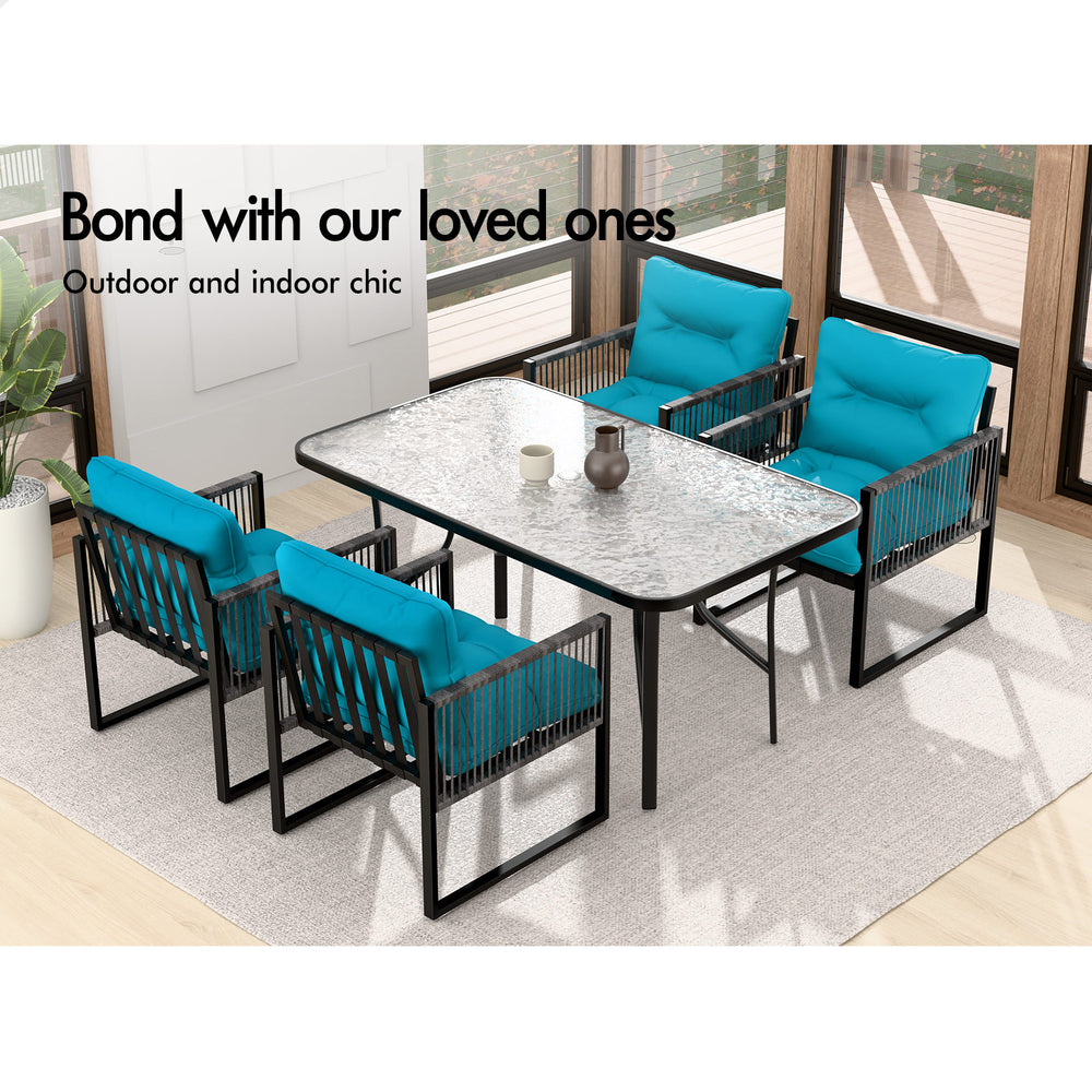 ALFORDSON 5PCS Outdoor Patio Furniture Dining Set Table Chairs Wicker Lounge