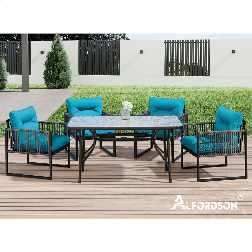 ALFORDSON 5PCS Outdoor Patio Furniture Dining Set Table Chairs Wicker Lounge
