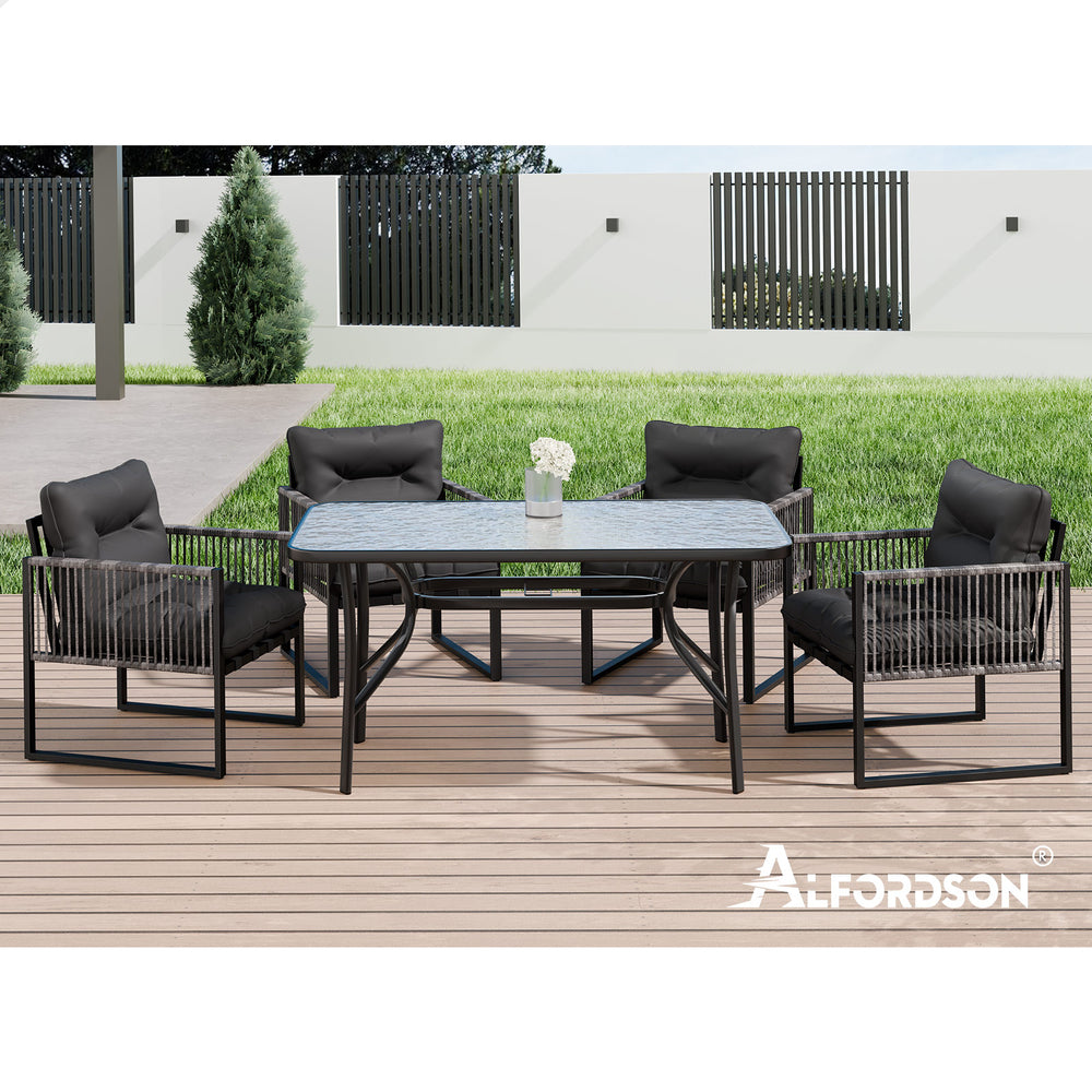 ALFORDSON Outdoor Furniture Dining Setting Patio Table Chairs Set Wicker Lounge