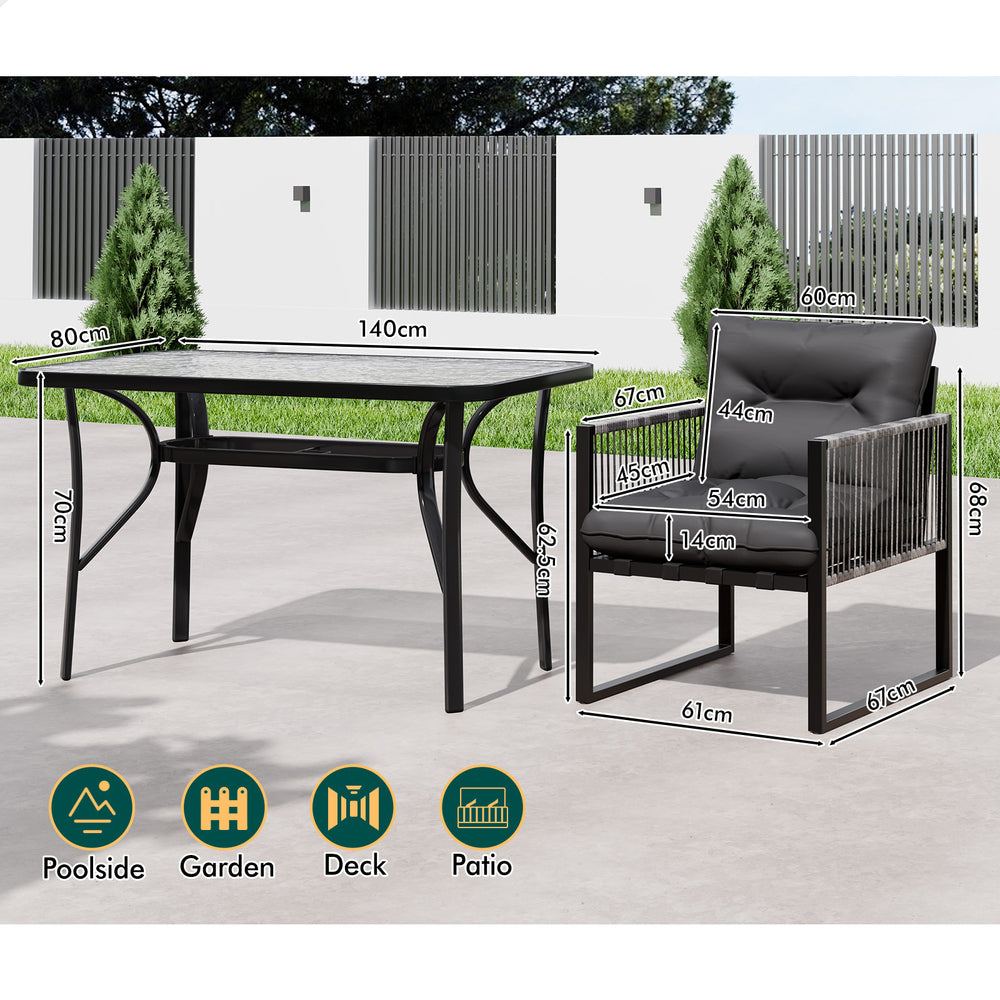 ALFORDSON Outdoor Furniture Dining Setting Patio Table Chairs Set Wicker Lounge